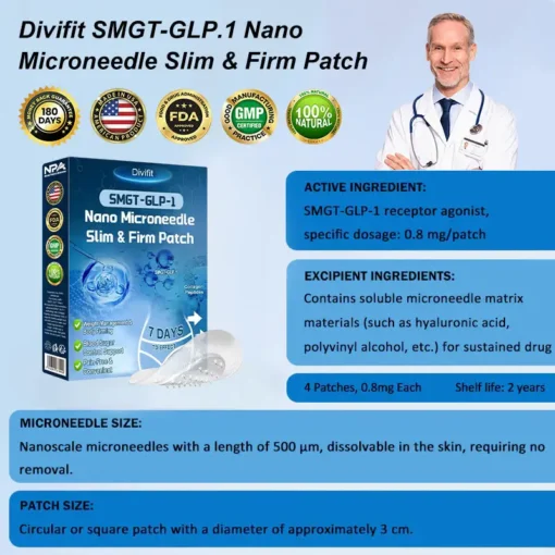 Divifit® SMGT-GLP-1 Nano Microneedle Patch with Collagen & Matrixyl 3000